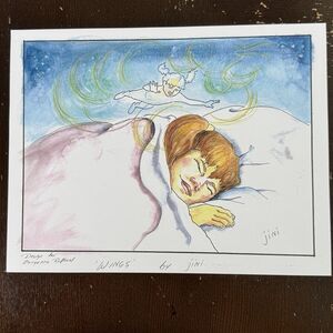 Original Artwork Illustration Signed By Artist Jini Jean Roosenberg  “Wings”